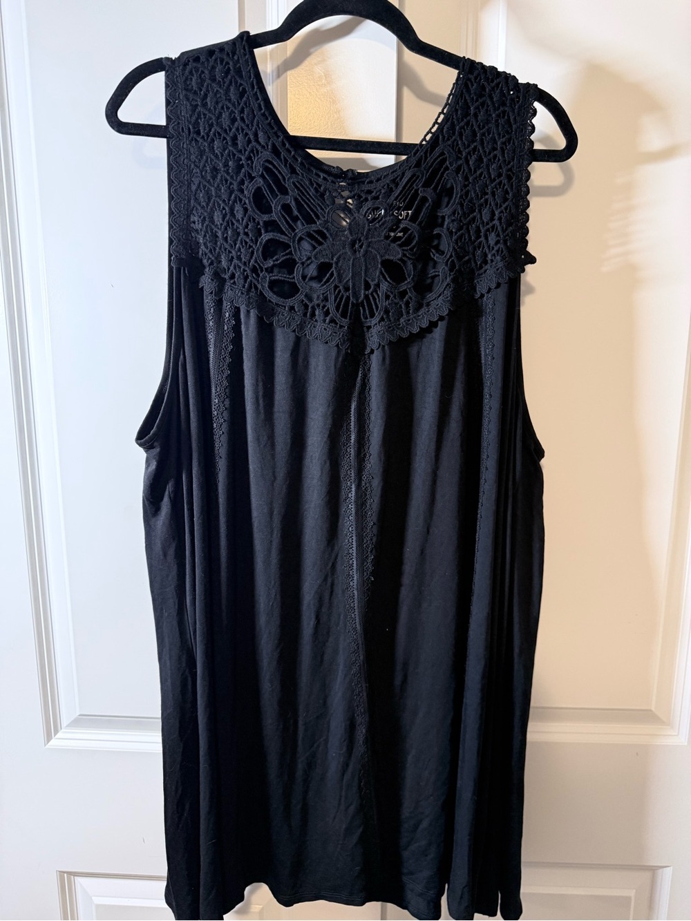 Torrid Black Crochet Yoke Tank Top
